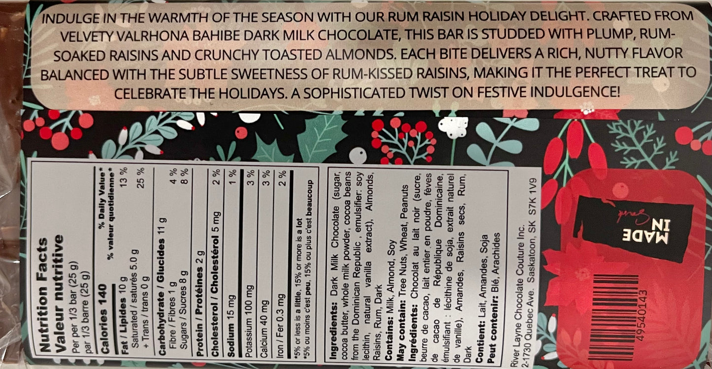 Rum Raisin + Toasted Almond Bar