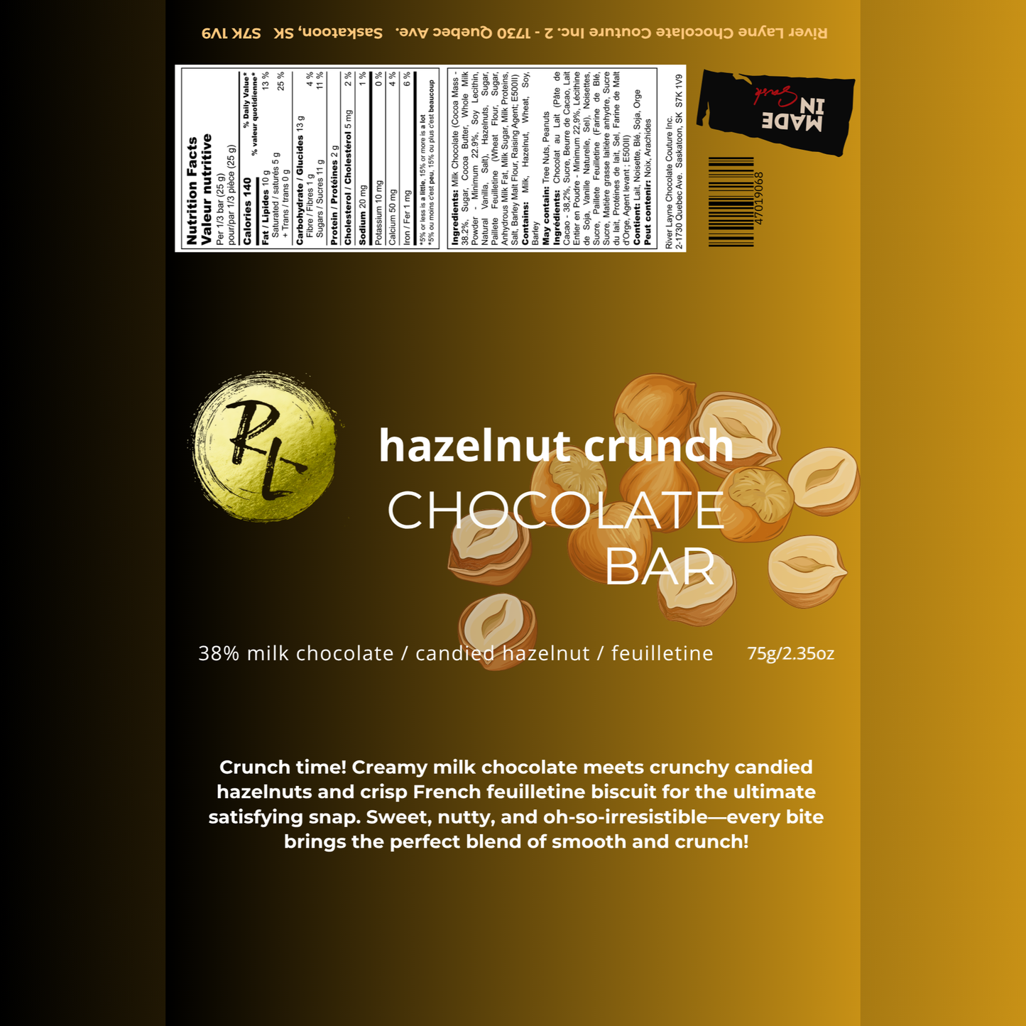 Hazelnut Crunch Chocolate Bar