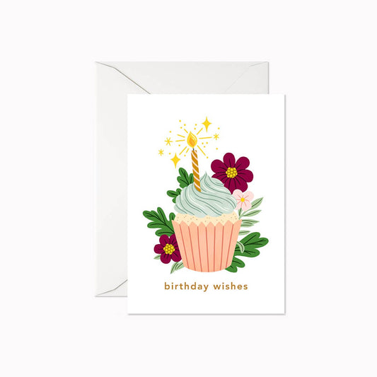Birthday Wishes Cupcake | Mini Greeting Card